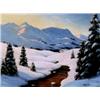 Image 1 : 19th Century European School Alpine Valley in Winter Oil on canvas Signed "Carl Lipnik" ...