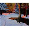 Image 1 : Michel M. Guermachev 1868-1930 Russian Sunset Through Snowy Trees Oil on canvas Signed<b...