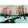 Image 1 : Daniel Sherrin 1868-1940 British Setting Sun on a Winter Stream Oil on canvas Signed ...