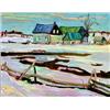 Image 1 : Ralph W. Burton 1905-1983 Old Farm Buildings Oil on canvas Signed; signed, titled & date...