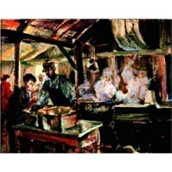 Albert E. Cloutier 1902-1965 RCA Making Maple Syrup Oil on panel Signed 8.5 x 10.5 in...