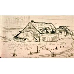 Alexander Young Jackson (A.Y.) 1882-1974 RCA, OSA, CGP, G7 Solid Old House (Quebec) Graphit...