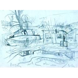 Alexander Young Jackson (A.Y.) 1882-1974 RCA, OSA, CGP, G7 Port Dover Graphite & ink drawin...