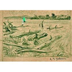 Alexander Young Jackson (A.Y.) 1882-1974 RCA, OSA, CGP, G7 The Green Sail Graphite & oil on...
