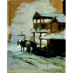 Alice Des Clayes 1890-1968 ARCA Loading the Cart; Landscape Studies Two sided gouache & gra...