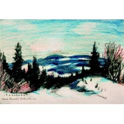 Frederick S. Coburn 1871-1960 RCA Near Boast's Schoolhouse, Melbourne Coloured Crayon Si...