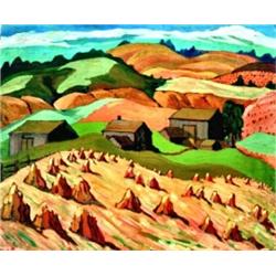 Frederick Grant Banting 1891-1941 Haymaking, Quebec Oil on panel 24 x 29.5 in, 61 x 74.9...