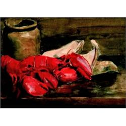 May Stratton Still Life with Lobsters Watercolour Signed twice; titled on recto 16.5 x 1...