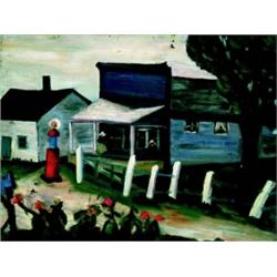 Ruth Eliot 1913-2001 AAO Gas Station/Houses near Brockville A pair of oils on panel, one do...