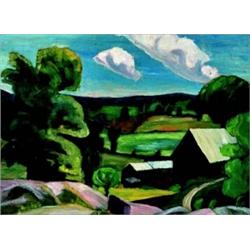 Ruth Eliot 1913-2001 AAO September Landscape/Summer Farm/Autumn A group of three oils on pa...