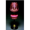 Image 1 : A Victorian Pink Glass Oil Lamp, English, late 19th century, The circular campana style pink gla...