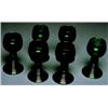 Image 1 : A set of 6 Victorian Port Goblets, Bohemian, c.1870, The emerald green glass bowls with extensiv...