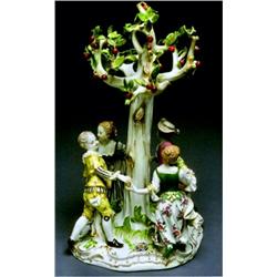 A Meissen Porcelain Rustic Celebration Group, German, 19th century, blue underglaze marks, Beaut...