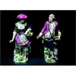 A Large pair of Porcelain Figures, Ludwigsburg, 18/19th century, painted marks, The finely model...
