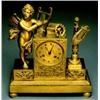 Image 1 : An Empire Gilt Bronze Mantle Clock, French, 19th century, Modeled as a winged cherub with musica...
