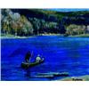 William Thurston Topham, 1886-1967 ARCA, Fishing on the Miramichi River, Oil on tin, Signed;...