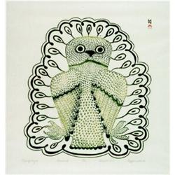 Eegyvudtuk Eegivudluk, Born 1920, Cape Dorset, Oppiqutiga, Two colour stone cut, Signed, tit...