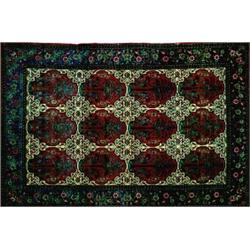 A Fine Palm Medallion Wool Rug, Persian, late 19th/early 20th Century, The ivory field with scro...