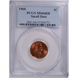 1960 SMALL DATE LINCOLN CENT PCGS MS-66 RD