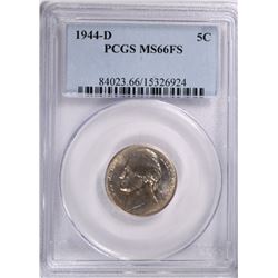 1944 -D JEFFERSON NICKEL, PCGS MS-66 FULL STEPS