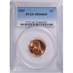 1947 LINCOLN CENT, PCGS MS-66 RED