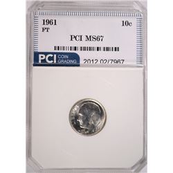 1961 ROOSEVELT DIME, PCI MS-67 FULL TORCH!