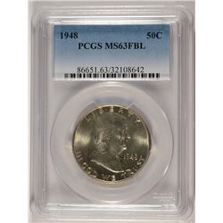 1948 FRANKLIN HALF DOLLAR, PCGS MS-63 FBL