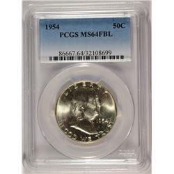 1954 FRANKLIN HALF DOLLAR, PCGS MS-64 FBL