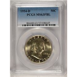 1954-D FRANKLIN HALF DOLLAR, PCGS MS-63 FBL