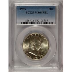 1955 FRANKLIN HALF DOLLAR, PCGS MS-64 FBL
