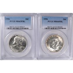 ( 2 ) PCGS GRADED 1956 FRANKLIN HALF DOLLARS: ( 1 ) MS-63 FBL & ( 1 ) MS-64 FBL