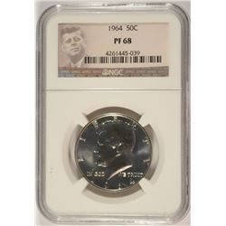 1964 KENNEDY HALF DOLLAR, NGC PROOF-68
