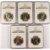 Image 1 : LOT OF ( 5 ) 1985-D KENNEDY HALF DOLLARS, NGC MS-66