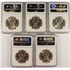 Image 2 : LOT OF ( 5 ) 1986-D KENNEDY HALF DOLLARS, NGC MS-66