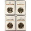 Image 1 : LOT OF ( 4 ) 1988-D KENNEDY HALF DOLLARS, NGC MS-66