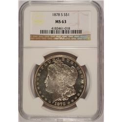 1978-S MORGAN SILVER DOLLAR, NGC MS-63