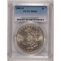 1885-O MORGAN SILVER DOLLAR, PCGS MS-63