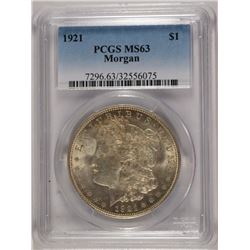 1921 MORGAN SILVER DOLLAR, PCGS MS-63