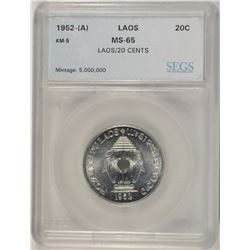 1952 LAOS 20 CENT SEGS MS-65