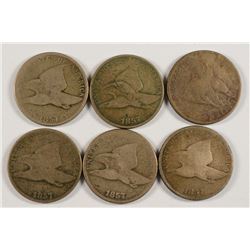 (6) 1857 FLYING EAGLE CENTS
