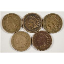 (5) 1862 INDIAN HEAD CENTS