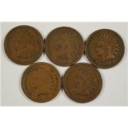 (5) 1909 INDIAN HEAD CENTS