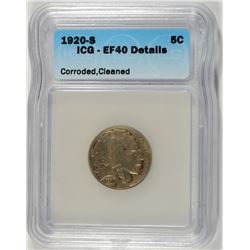 1920-S BUFFALO NICKEL ICG EF-40 DETAILS