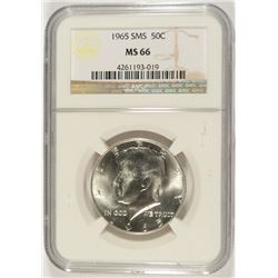 1965 SMS KENNEDY HALF DOLLAR, NGC MS-66