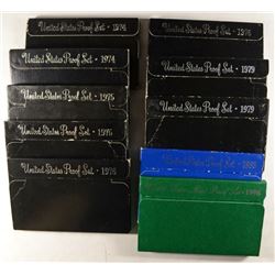 (10) U.S. PROOF SETS ORIG ENVELOPES: 2-1974, 2-1975, 2-1976, 2-1979, 1983, 1998