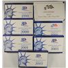 Image 1 : ( 7 )  U.S. PROOF SETS BOX / COA: 1999, 2000, 2001, 2002, 2003, 2006, 2007