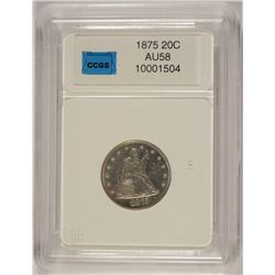 1875 20-CENT PIECE, CCGS AU-58  RARE!!