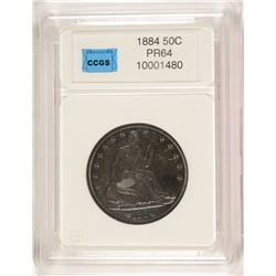 1884 SEATED HALF DOLLAR, CCGS PROOF-64 RARE!!