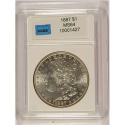 1887 MORGAN SILVER DOLLAR, CCGS MS-64