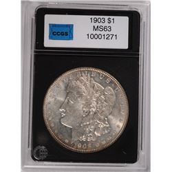 1903  MORGAN SILVER DOLLAR, CCGS MS-63